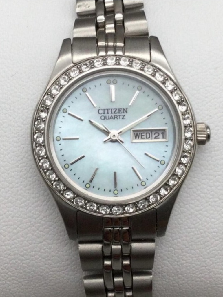 Citizen Silver Stainless Steel Ladies Watch With Crystal Bezel